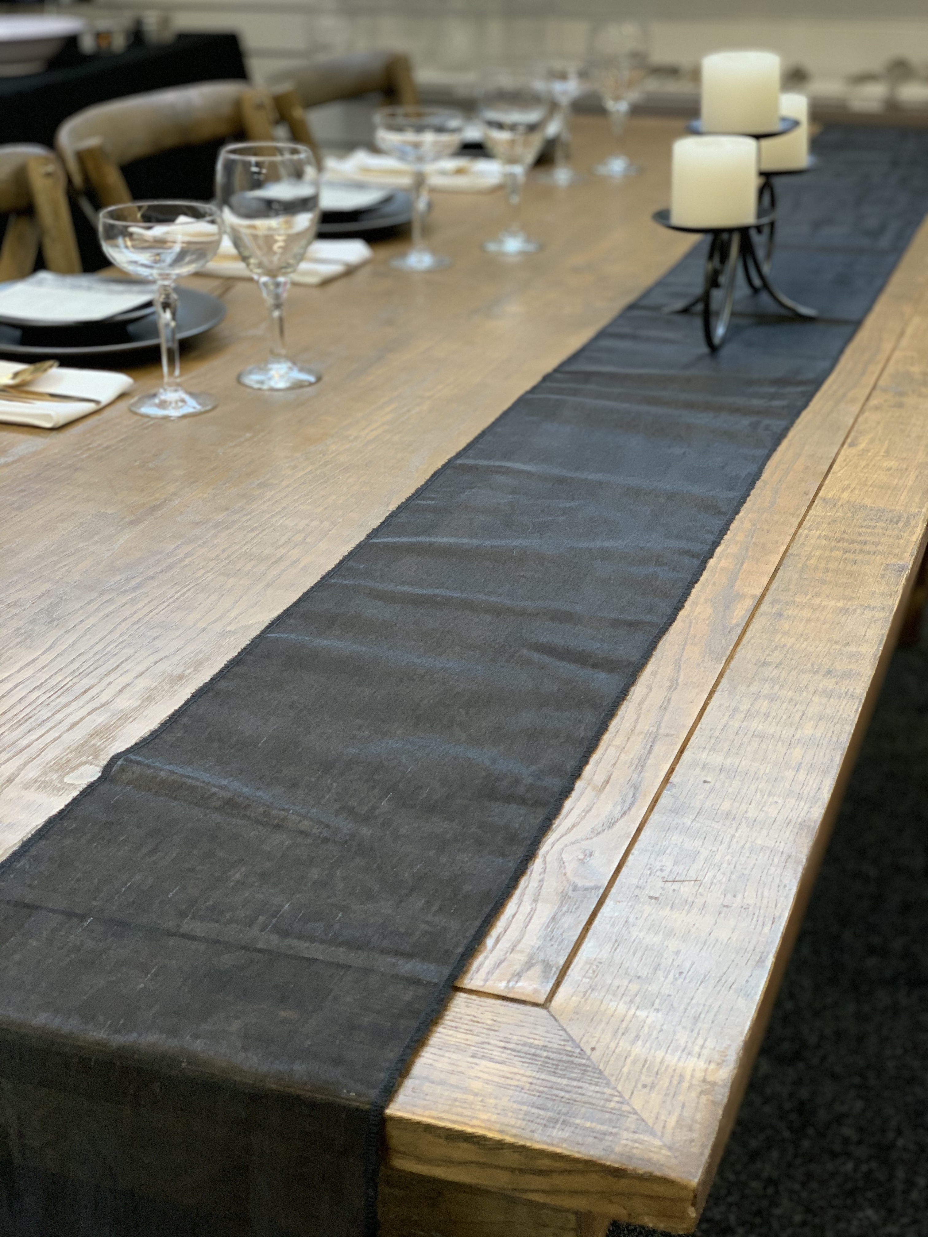 Tables Runners, Organza Black Linen Hire Christchurch